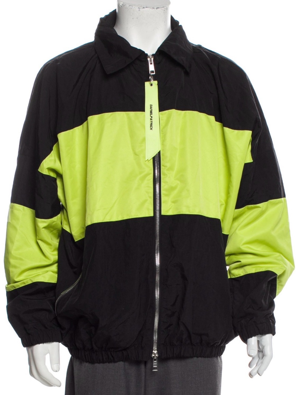 Daniel Patrick Men's Black & Neon Green Colorblock Lightweight Jacket